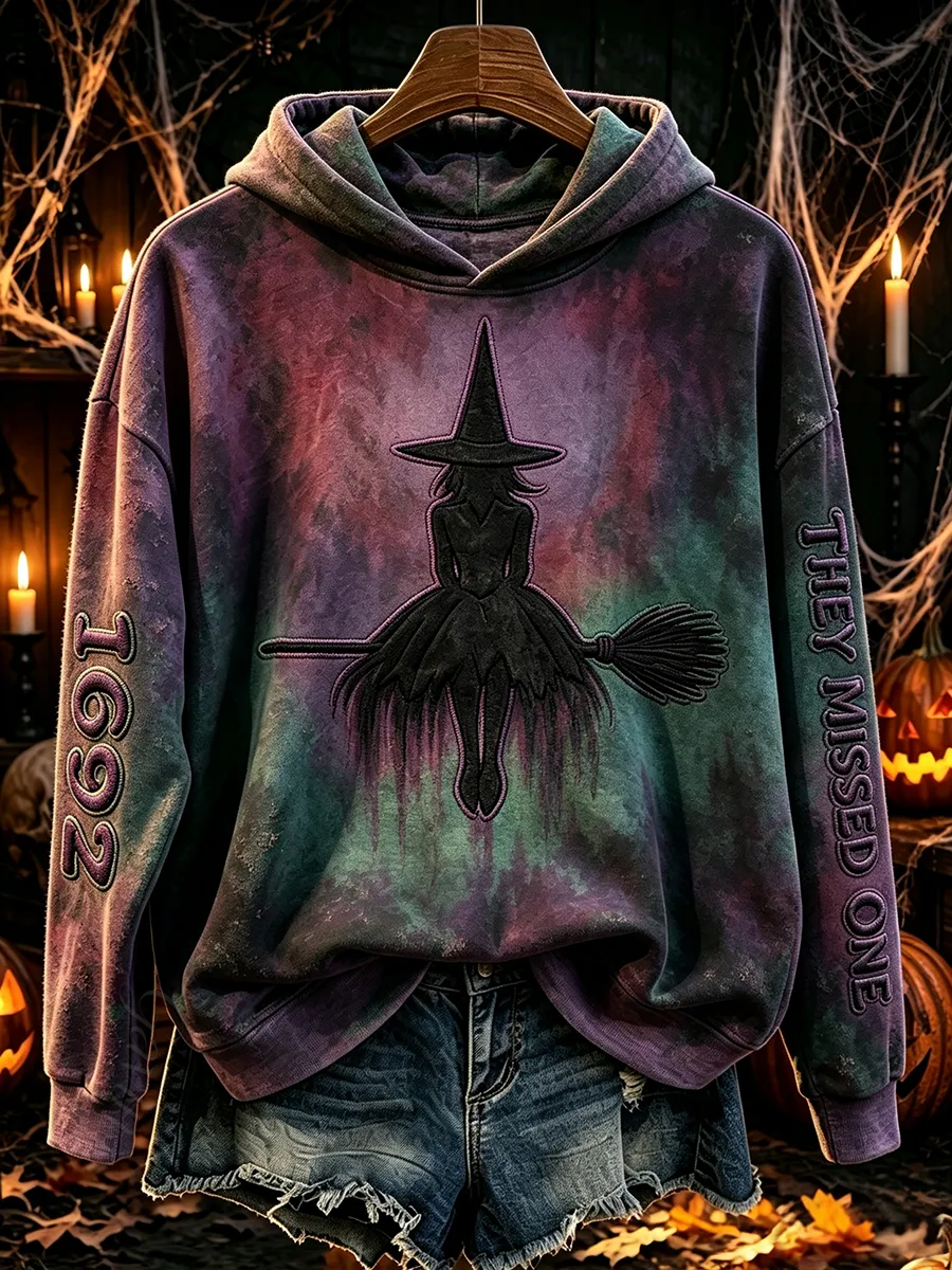 Women'S 1692 They Missed One Witch Print Vintage Hooded Sweatshirt
