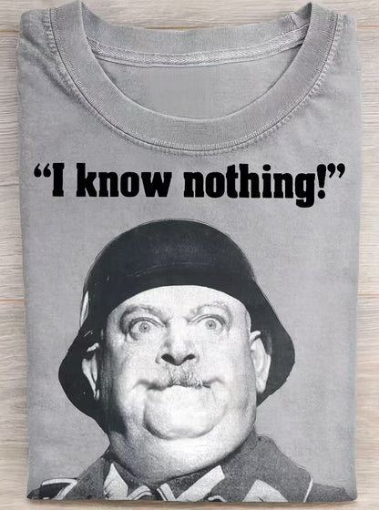 I Know Nothing Art Print Casual Cotton Short Sleeve T-shirt