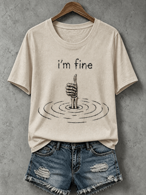 Women's Halloween I'm Fine Print T-Shirt