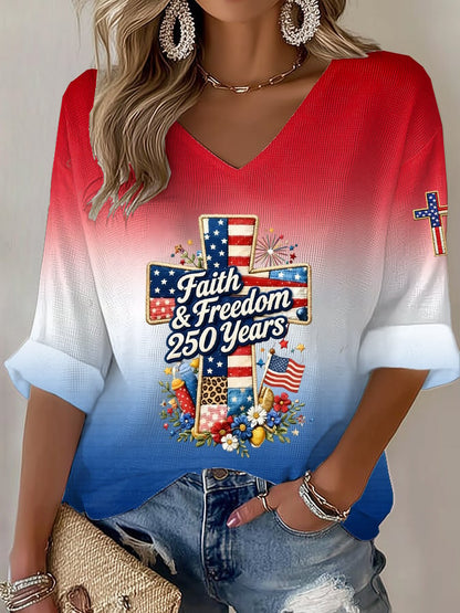 Women's American 250th Anniversary Faith & Freedom  Top