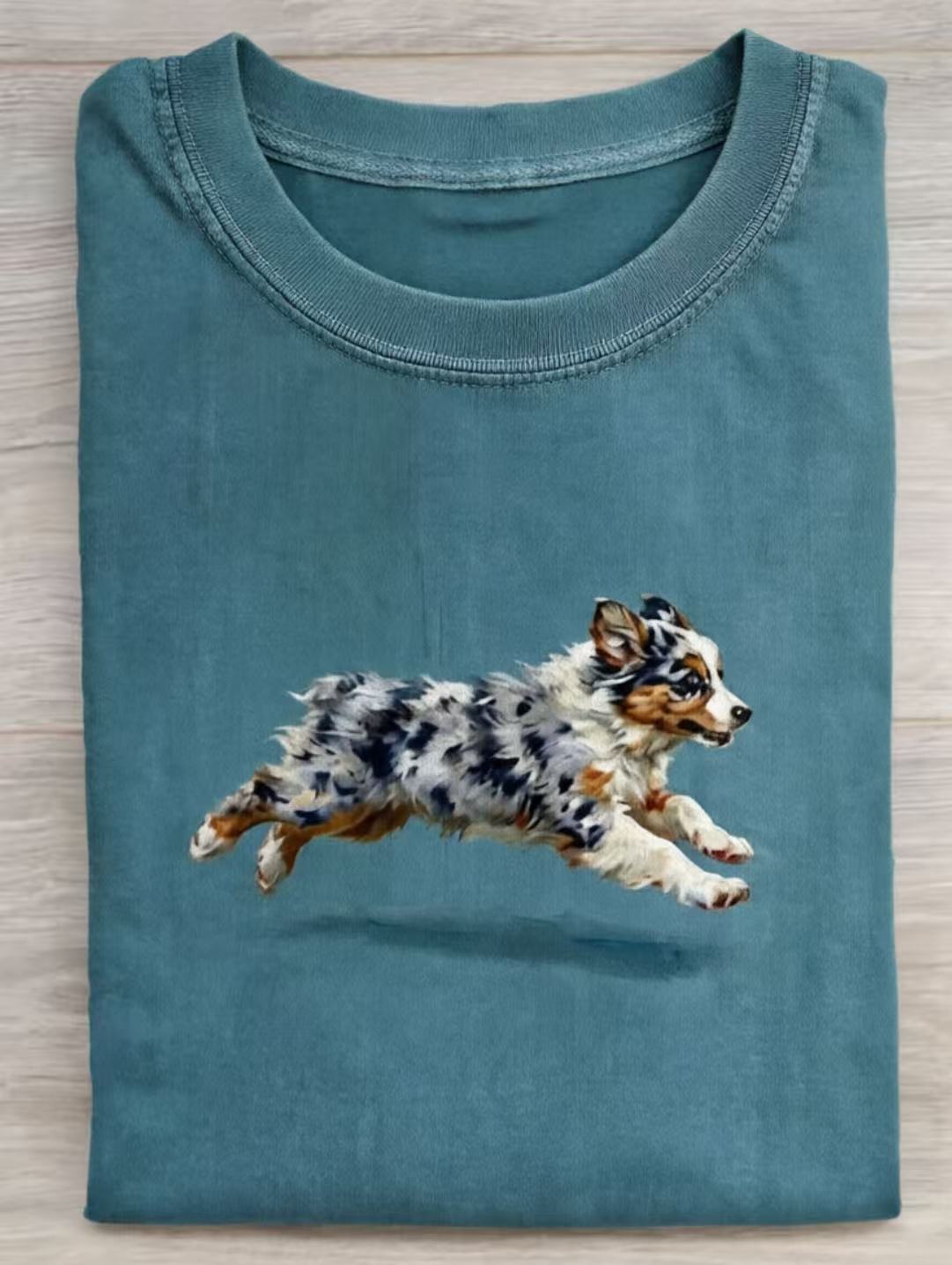 Funny Retro Cute Running Dog Art Print Casual Cotton Short Sleeve T-shirt