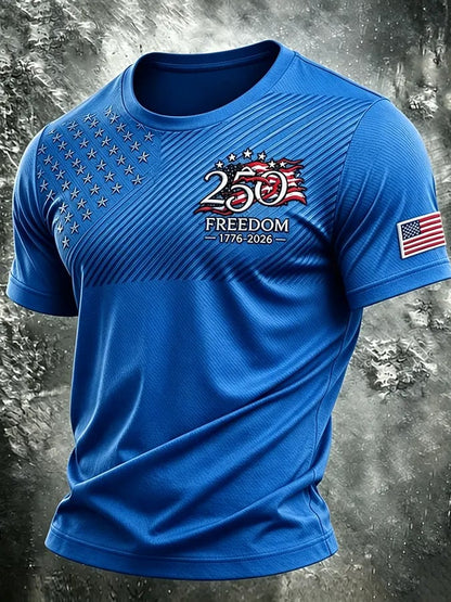 Men's Retro Independence Day Patriot Crew Neck T-Shirt