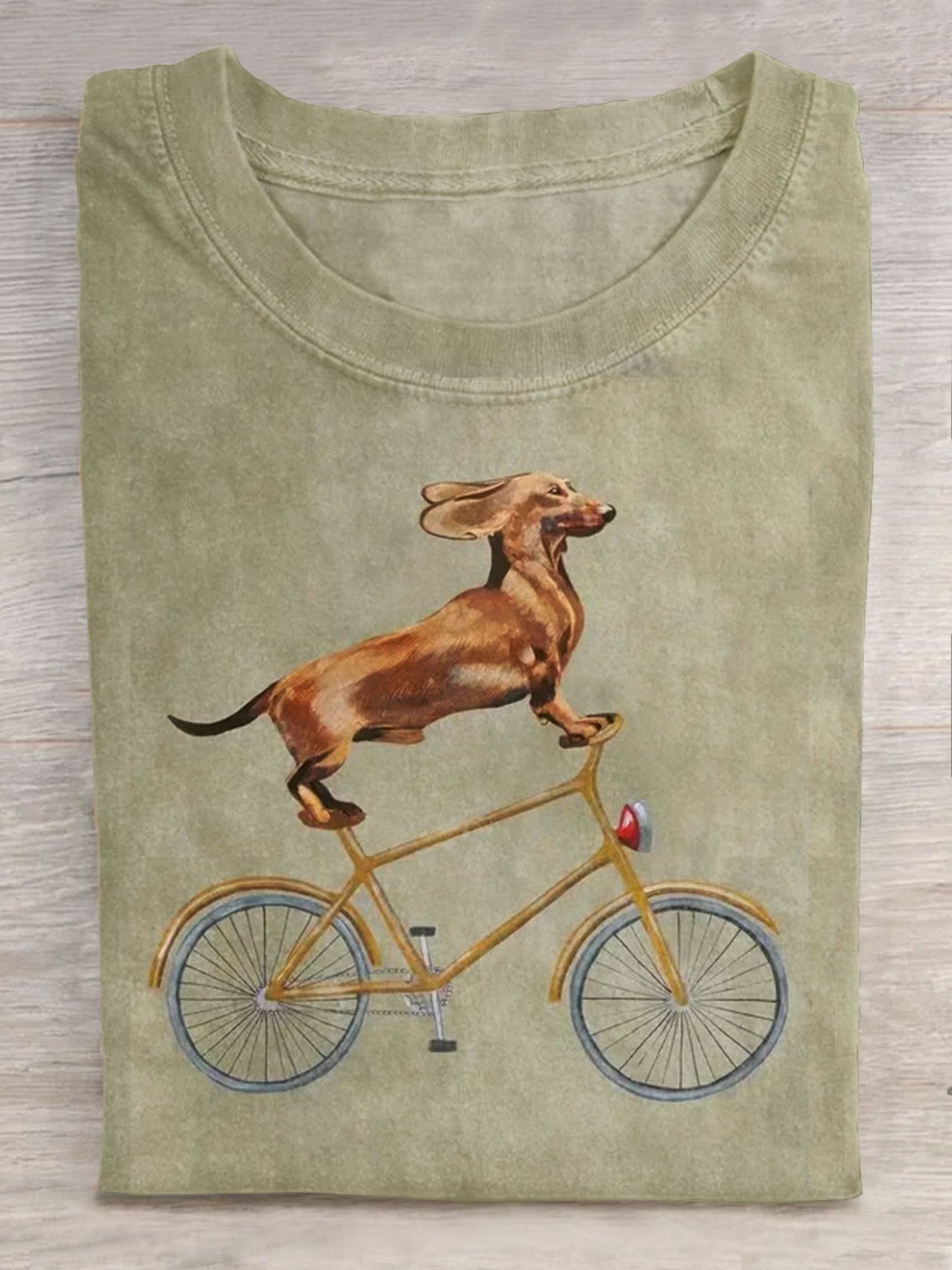Vintage Dachshund Dog Art Print Casual Short Sleeve T-shirt