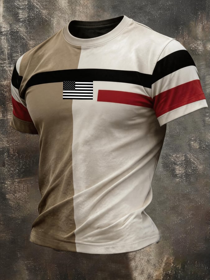 Men's Retro Biker "Route 66" Crew Neck Short-Sleeve T-Shirt