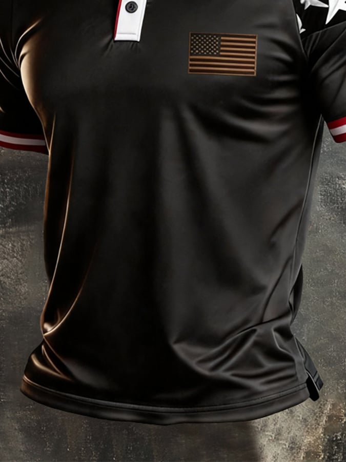Men's Retro "Patriot" Color-Block Short-Sleeve Polo Shirt