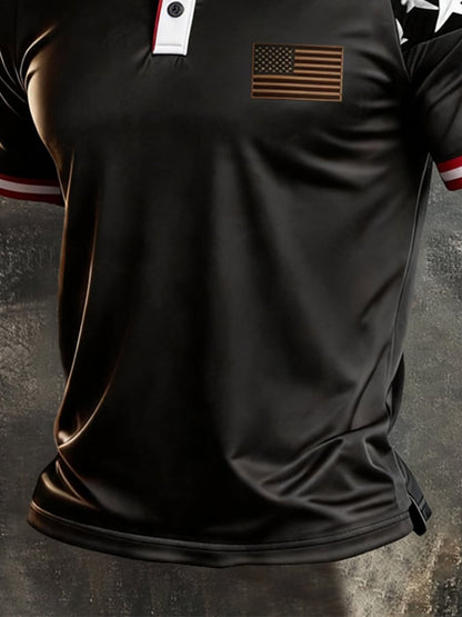 Men's Retro "Patriot" Color-Block Short-Sleeve Polo Shirt
