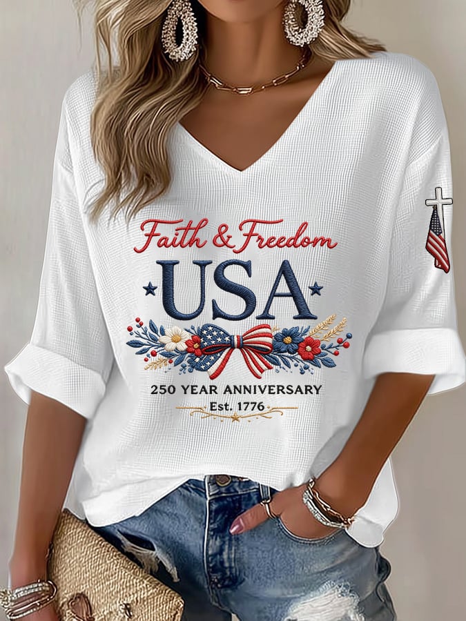 Women's American 250th Anniversary Faith & Freedom  Top