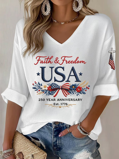 Women's American 250th Anniversary Faith & Freedom  Top