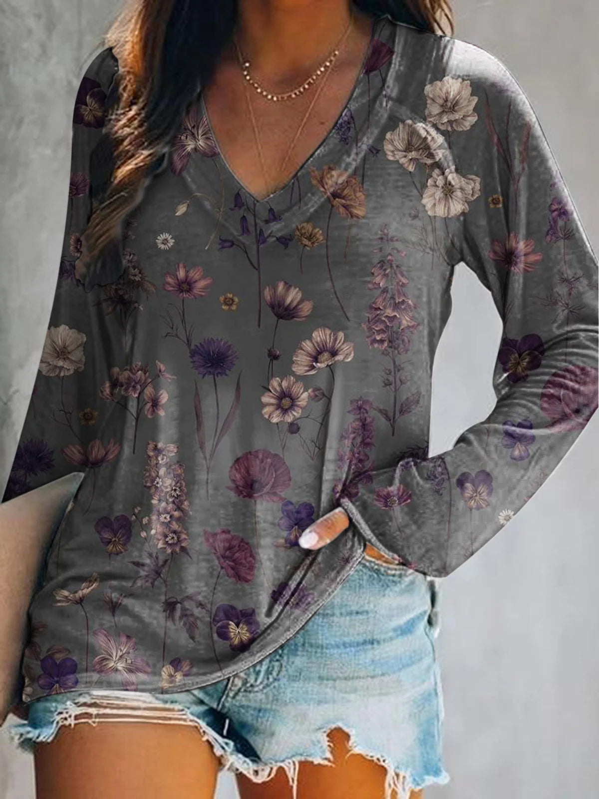 Women's Vintage Floral Art Pattern Print Casual Cotton And Linen Shirt