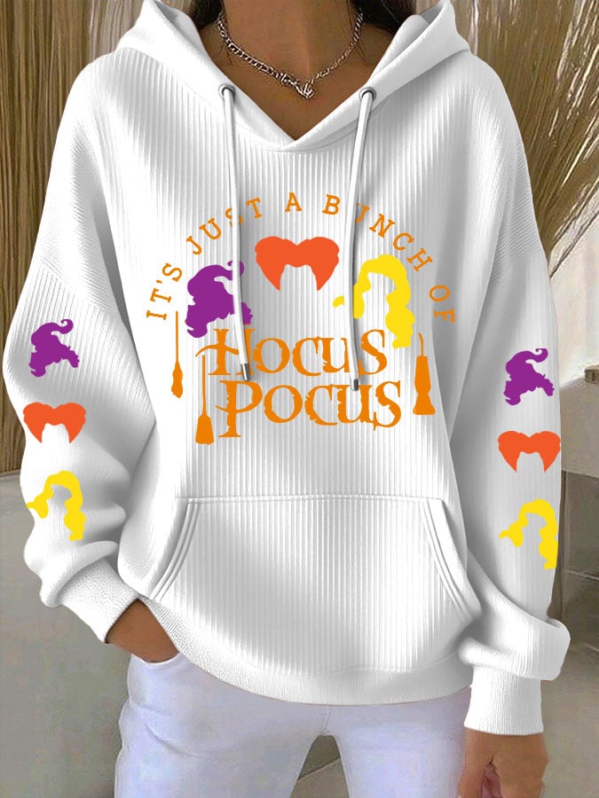 🔥HOT SALE🔥Women's Halloween Witch Print Casual Hooded Sweatshirt