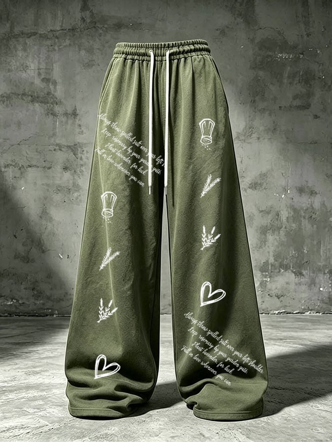 Women's Salt Rosemary Lavender Love Print Casual Pants
