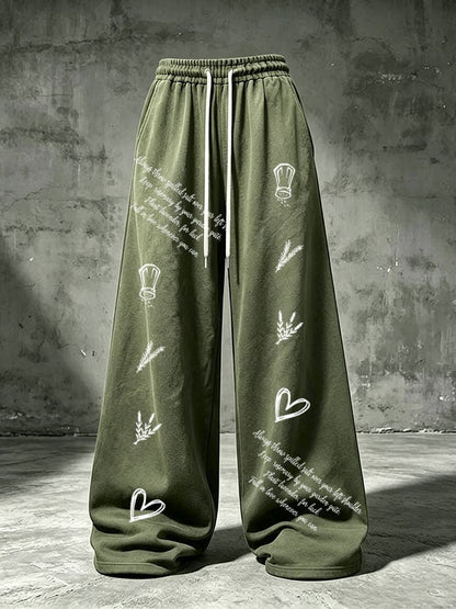 Women's Salt Rosemary Lavender Love Print Casual Pants