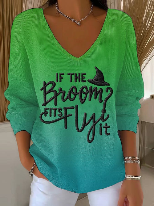 Women's Halloween Witch Print Drop Shoulder Top
