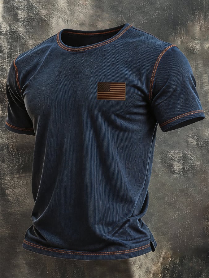 Men's Retro Ribbed Stretch Knit T-Shirt