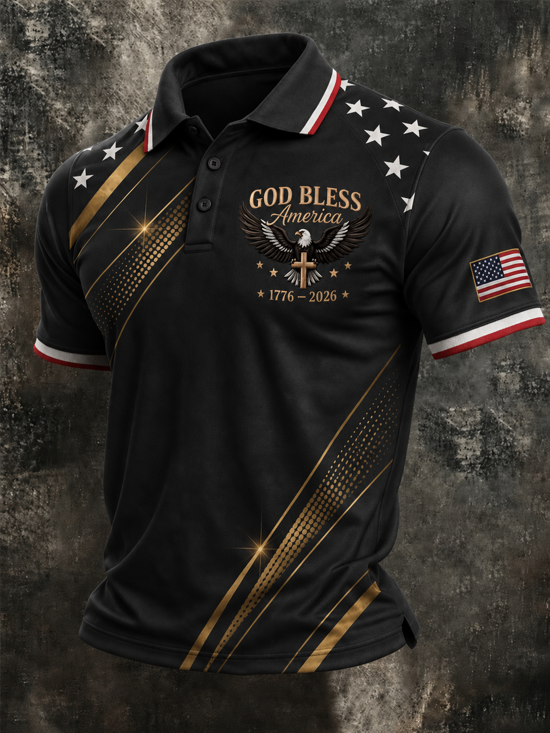 Men'S Retro American Patriots Independence Day 250Th Anniversary Commemorative Lapel Short Sleeved Shirt