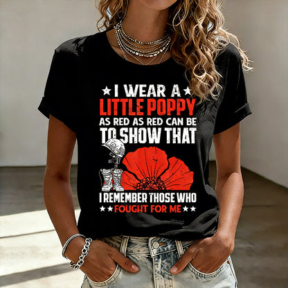 Women's Memorial Day Poppy Art Print Casual T-Shirt