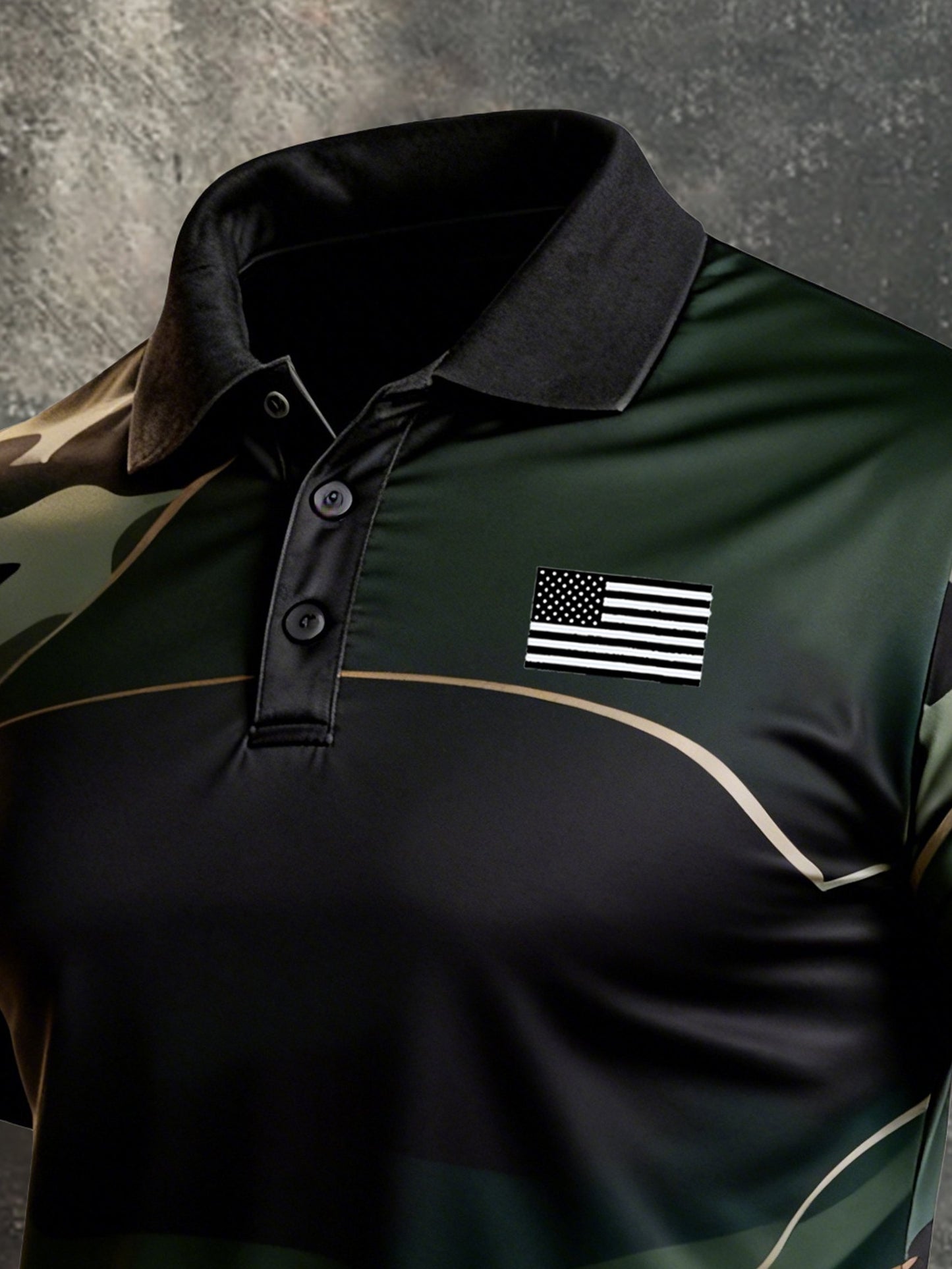 Men's Retro Patriot Color Block Polo Collar Short Sleeve