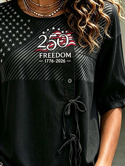 Women'S Casual Independence Day Print Shirt