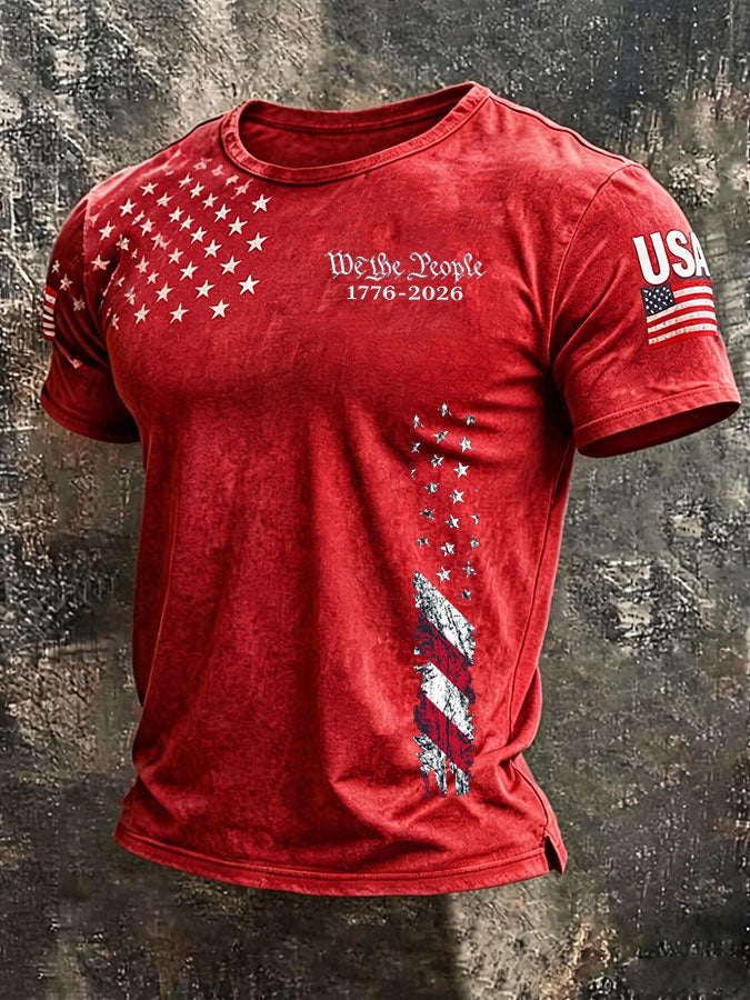 🔥Buy 3 Get 10% Off🔥Men's American Flag Printed Casual T-shirt