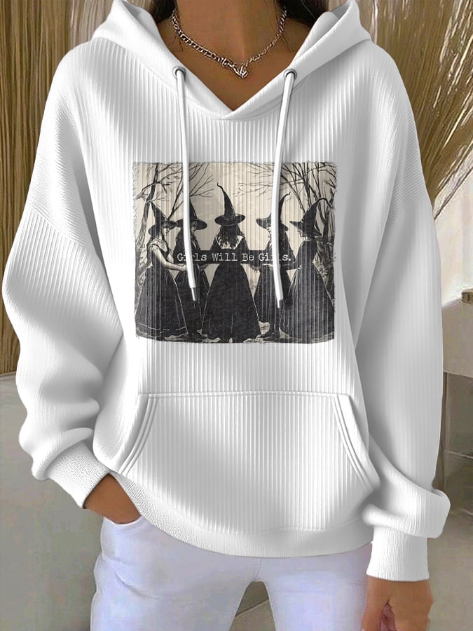 Women'S Girls Will Be Girls Halloween Print Casual Sweatshirt