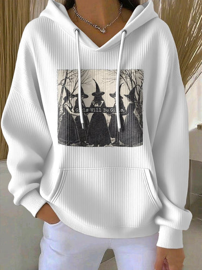 Women'S Girls Will Be Girls Halloween Print Casual Sweatshirt