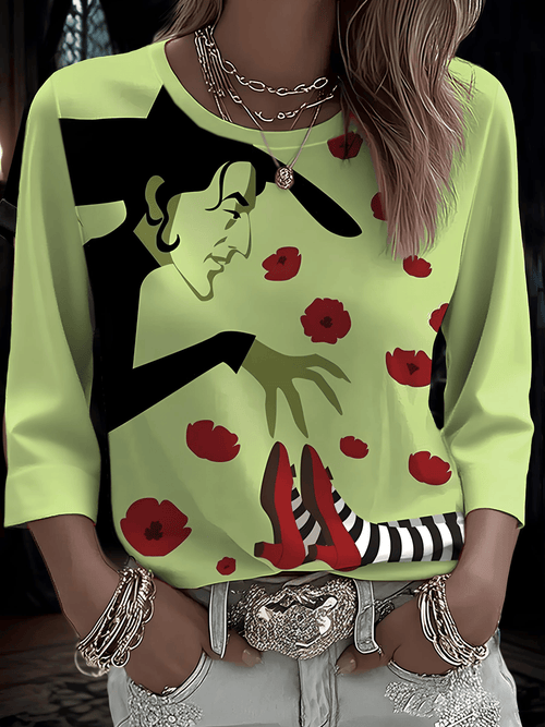 Women's Halloween Witch Printed T-Shirt