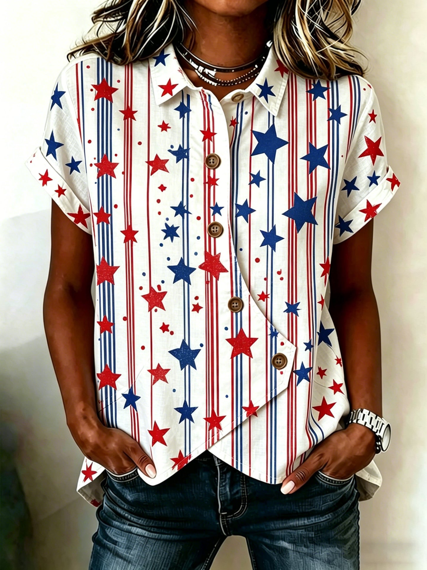 Women's American Flag Printed Shirt