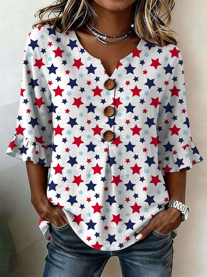 Women's American Flag Print Casual Top