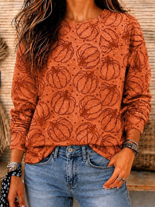 Women's Casual Halloween Print Pullover Sweatshirt