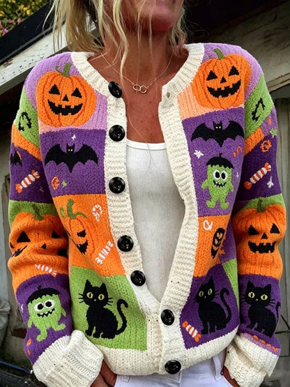 Women's Casual Halloween Print Cardigan