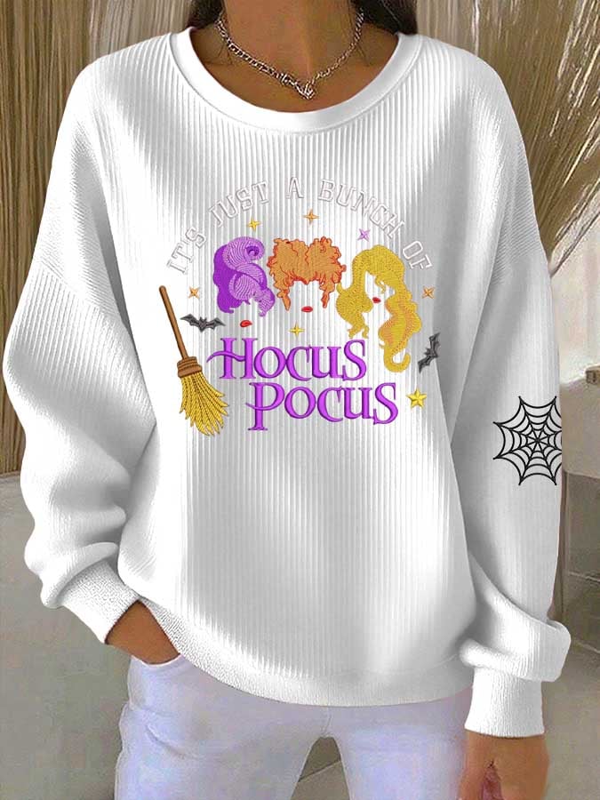Women's "A Group of Witch Sisters" Halloween Print Casual Crew Neck Top