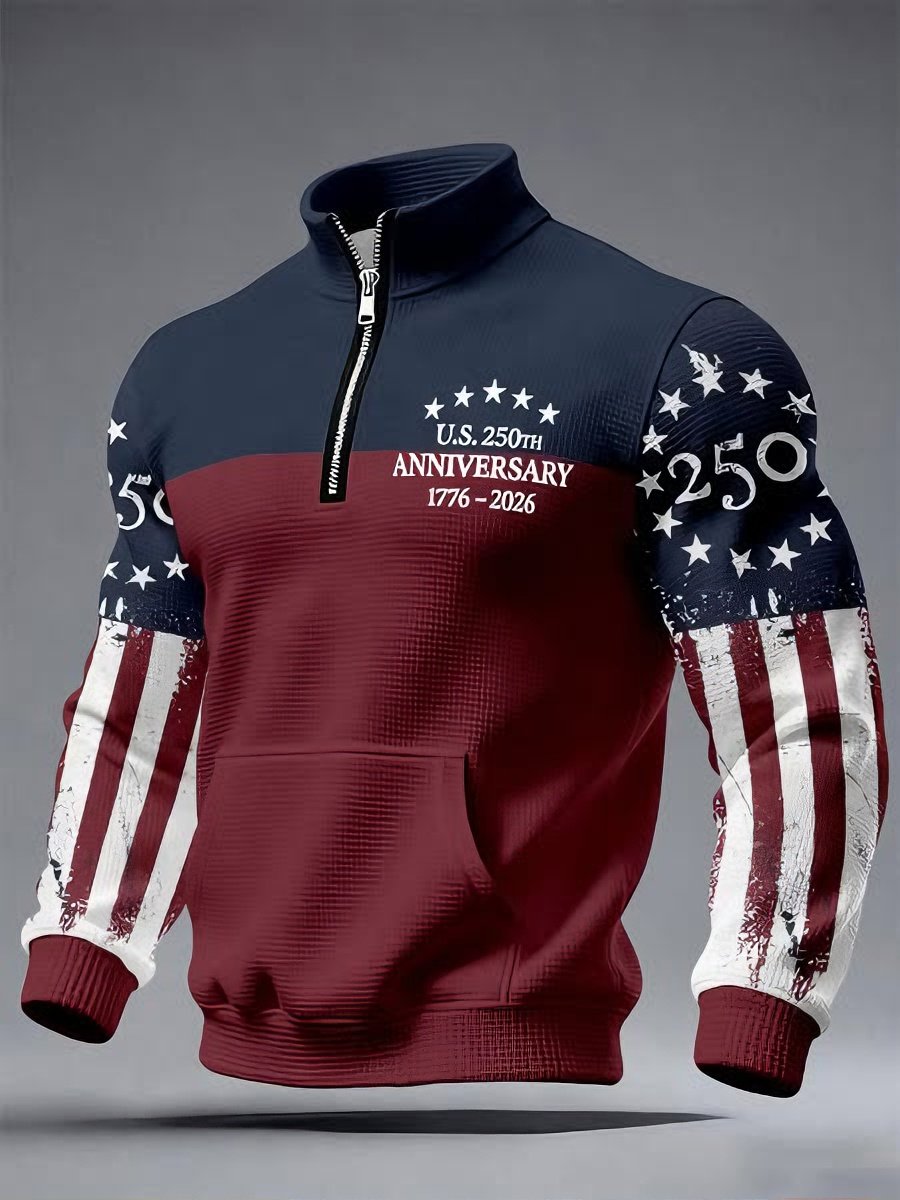 Men'S Casual American 250th Anniversary Printed Sweatshirt