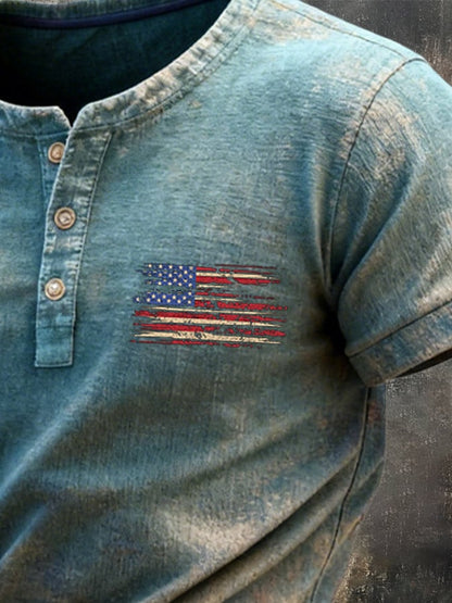Men's Retro Patriot Camouflage Patchwork T-shirt