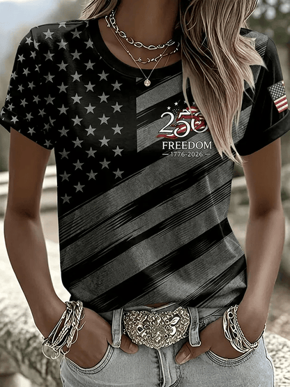Women'S Casual Independence Day Print Top