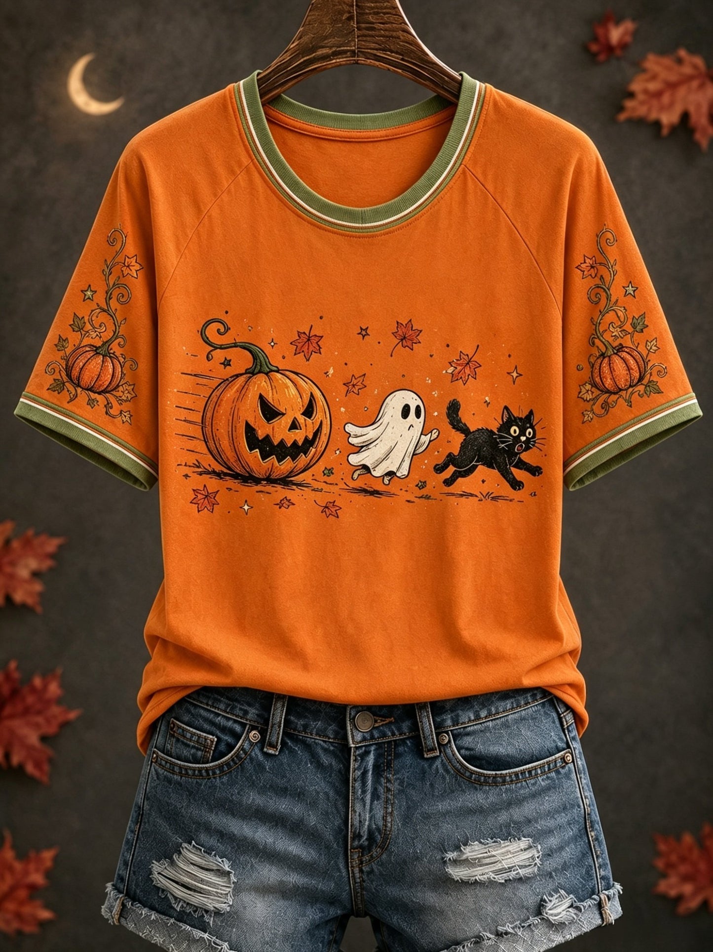 Women's Autumn Halloween Fun Casual Print T-Shirt