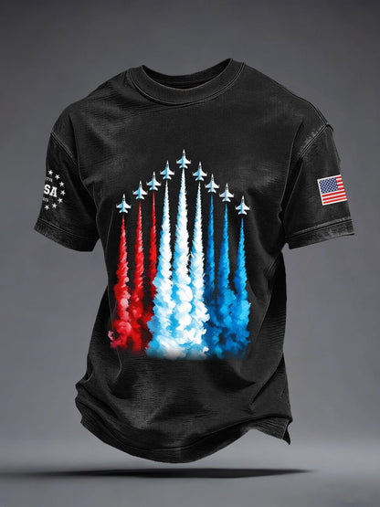 Men's America 250 – Red, White & Blue Sky Tribute Print Casual T-Shirt