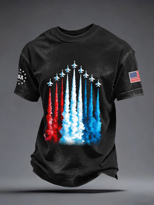 Men's America 250 – Red, White & Blue Sky Tribute Print Casual T-Shirt