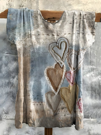 Women's Retro Heart Collage Print Tank Top
