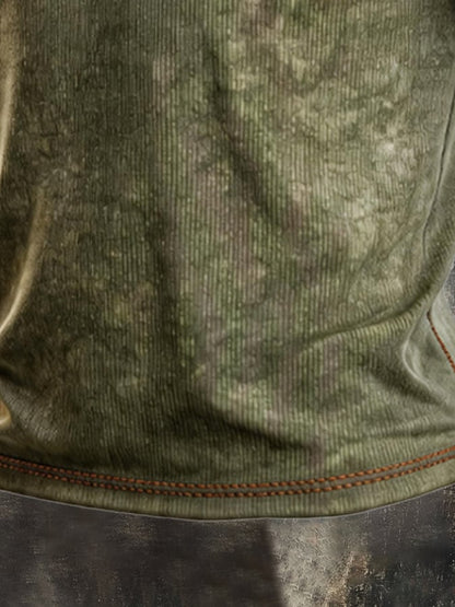 Men's Vintage 100% Cotton Washed, Ribbed, Faded T-Shirt