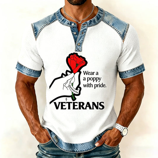 Men's Memorial Day Poppy Art Casual Top