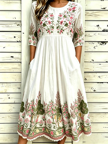 Women'S Casual Plant Flower Art Printed Art Dress