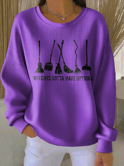 Women's Vintage Halloween Print Knit Long Sleeve Top