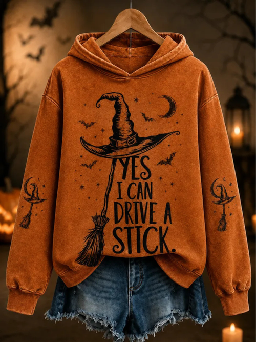 Women's Halloween Retro Ghost Face Print Hoodie
