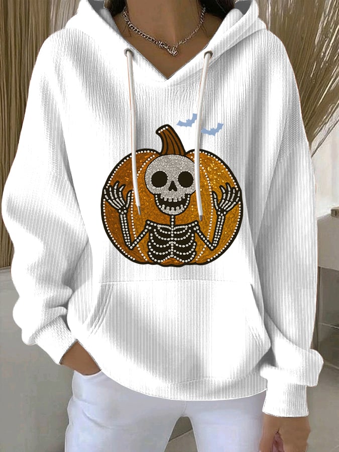 🔥Buy 2 Get 10% Off🔥Women's Halloween Skull Pumpkin Print Casual Sweatshirt