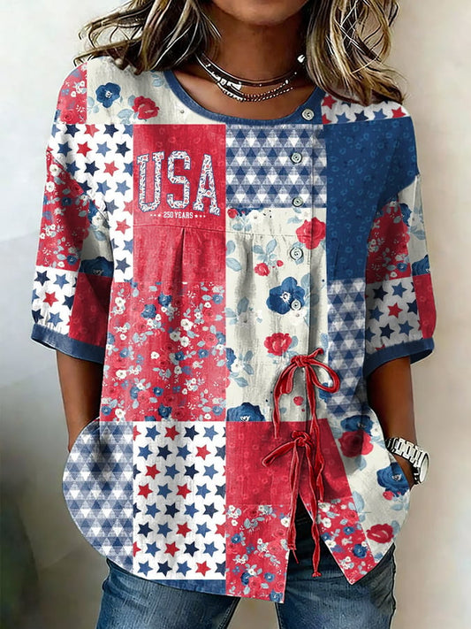 Women's USA 250th Anniversary Print Casual Shirt