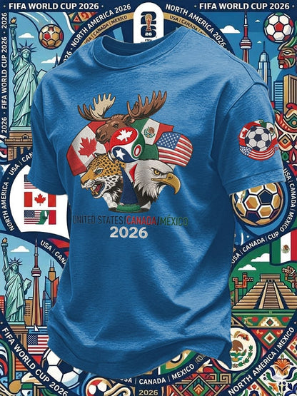 Men's Retro 2026 Soccer Mexico United States Canada Print T-Shirt