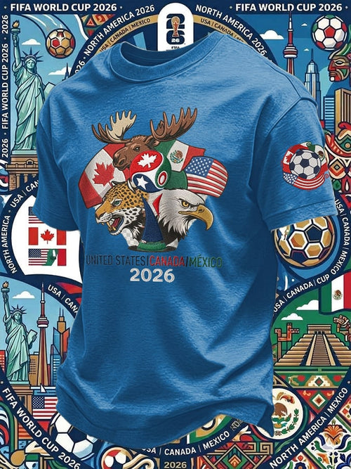 Men's Retro 2026 Soccer Mexico United States Canada Print T-Shirt