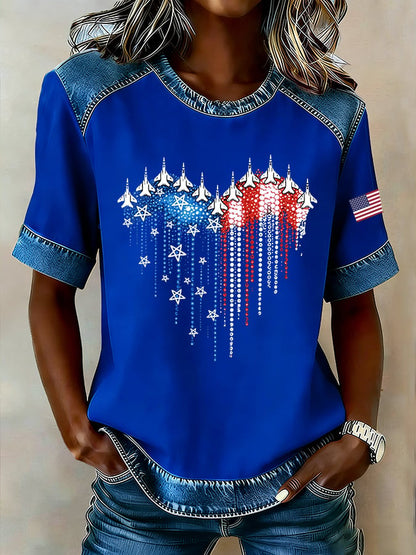 Women's Casua American PrintT-shirt