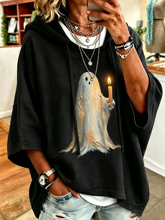 Women's Cute Ghost Printed Casual Hoodie