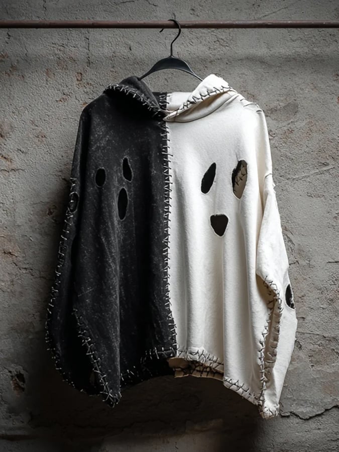 Women's Halloween Ghost Clash Color Shabby Hoodie